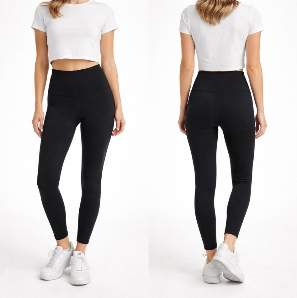ETHOS Black Skinny Leggings XS High Waist Cropped Athletic Yoga Pants